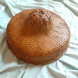 Vintage bamboo woven traditional-style hat